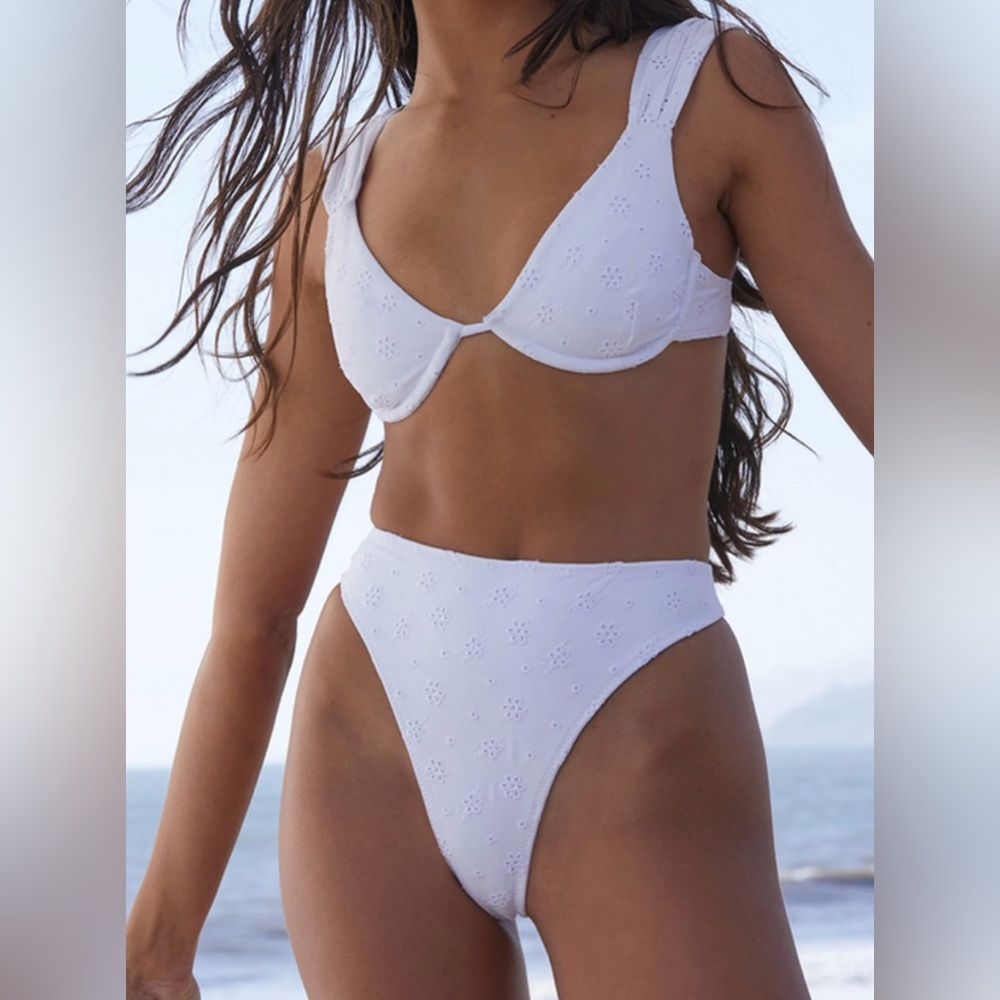 PacSun Eco White Layla Eyelet High Waisted Bikini